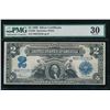 Image 1 : 1899 $2 Mini Porthole Silver Certificate PCGS 30