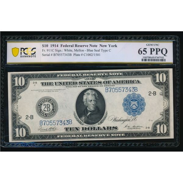 1914 $10 New York FRN PCGS 65PPQ