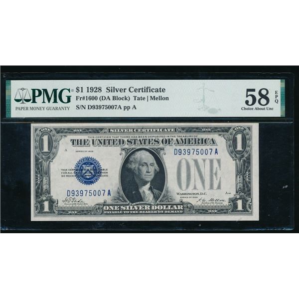 1928 $1 Silver Certificate PMG 58EPQ