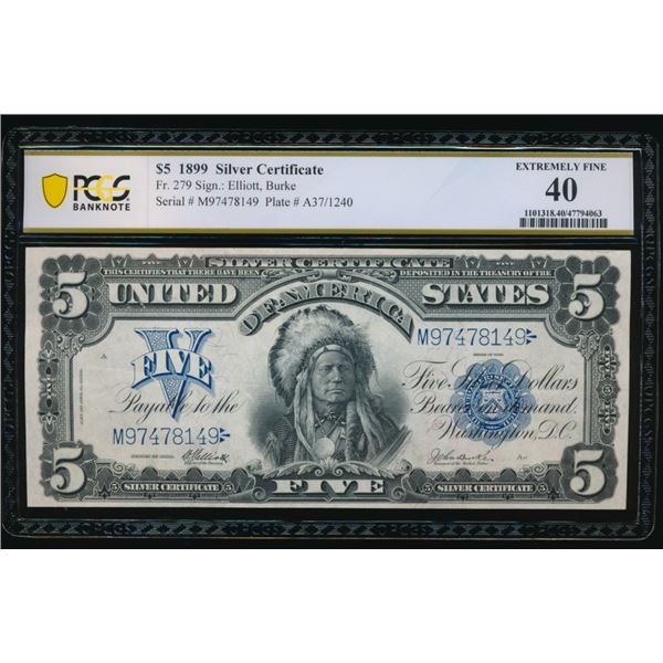 1899 $5 Chief Silver Certificate PCGS 40