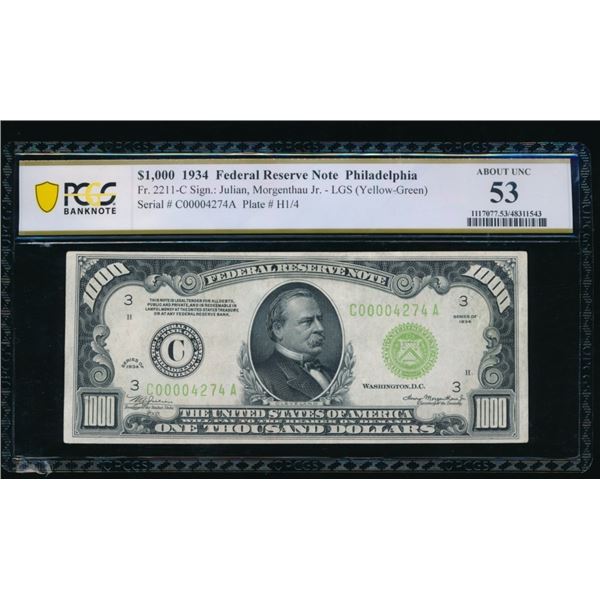 1934 $1000 Philadelphia FRN PMG 53
