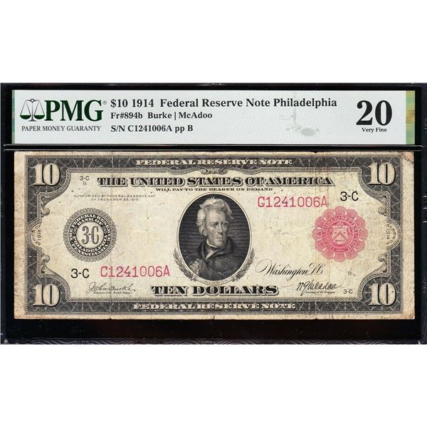 1914 $10 Red Seal Philadelphia FRN PMG 20