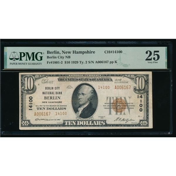 1929 $10 Berlin NH National PMG 25