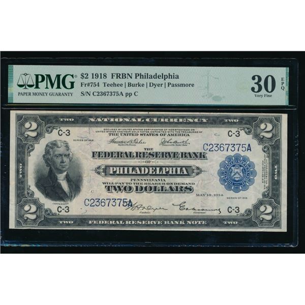 1918 $2 Philadelphia FRBN PMG 30EPQ