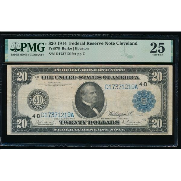 1914 $20 Cleveland FRN PMG 25