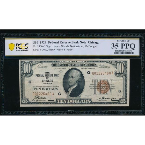 1929 $10 Chicago FRBN PCGS 35PPQ