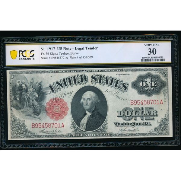 1917 $1 Legal Tender Note PCGS 30