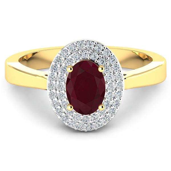 14KT Yellow Gold 0.95ct Ruby and Diamond Ring