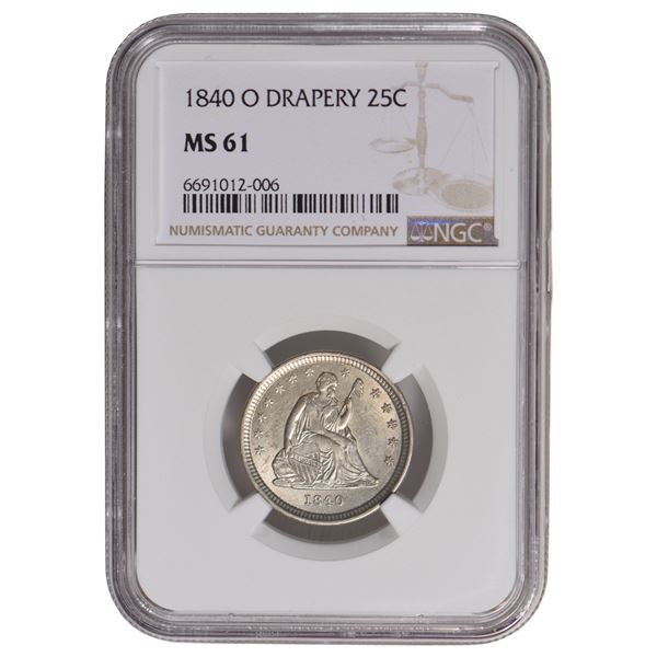 1840-O Seated Liberty Quarter NGC MS61