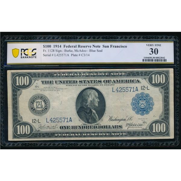 1914 $100 Chicago FRN PCGS 30