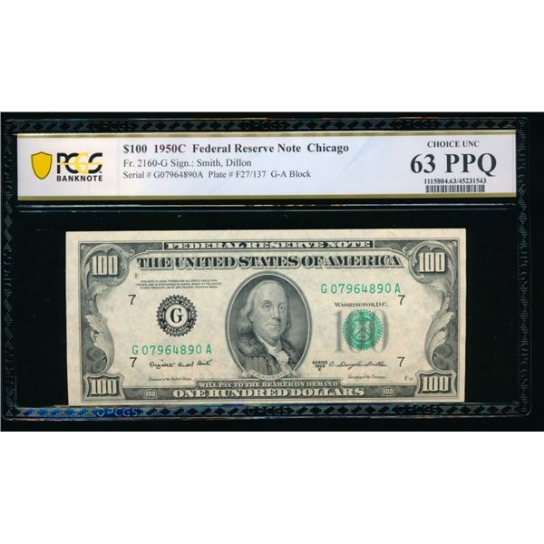 1950C $100 Chicago FRN PCGS 63PPQ