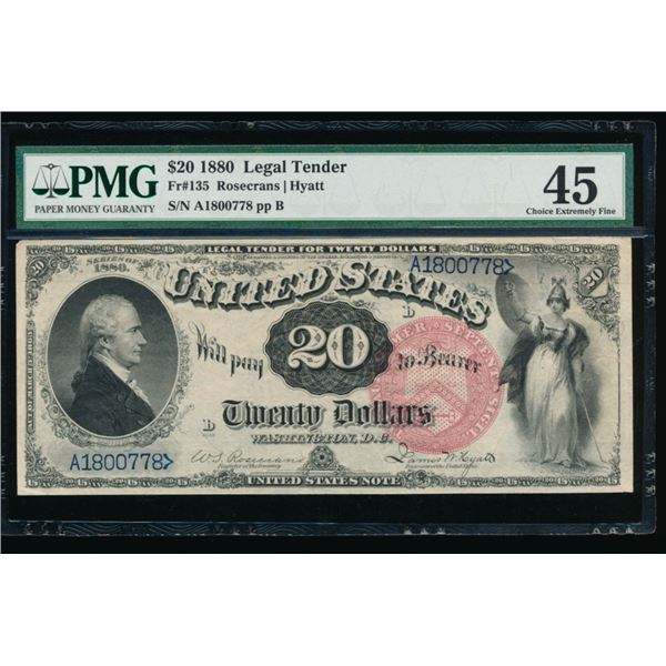1880 $20 Legal Tender Note PMG 45
