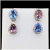 Image 1 : 5.71 ctw Blue and Purplish Pink Sapphire and 0.91 ctw Diamond 18K White Gold Ear