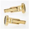 Image 3 : Vintage 14K Yellow Gold Classic Oval Cut Bezel Set Black Onyx Swivel Cuff Links