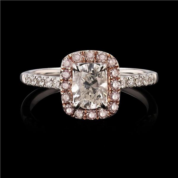 0.69 ctw SI1 CLARITY F COLOR CENTER Diamond 18K White Gold Ring (1.06 ctw Diamon
