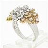 Image 9 : 18K Tri Color Gold 0.75 ctw Round Diamond Flexible Moving Top Floral Textured Ri