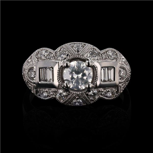0.53 ctw SI1 CLARITY CENTER Diamond Platinum Unity Ring (1.21 ctw Diamonds)