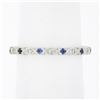 Image 1 : Vintage 18K Gold Diamond Sapphire Alternating Marquise Square Eternity Band Ring