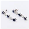 Image 3 : 3.17 ctw Blue Sapphire and 1.42 ctw Diamond 14K White Gold Earrings