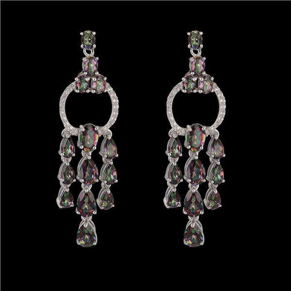 6.19 ctw Oval and Pear Mystic Quartz and 0.30 ctw White Topaz Earrings