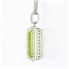 Image 5 : 18K White Gold Rectangular Lemon Quartz Diamond Encrusted Bail Pendant Necklace