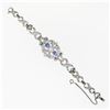 Image 6 : Antique Art Deco Platinum GIA Round Diamond Sapphire Infinity Leaf Link Bracelet