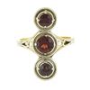 Image 4 : Antique 14k TT Gold Round Garnet Vertical 3 Station Concentric Wire Work Ring