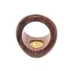 Image 8 : Hermes Dark Brown and Gold Wood Metal Selle Ring