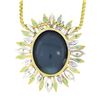 Image 7 : 18K TT Gold 23.38 ctw GIA Cabochon Opal Diamond Sapphire Emerald Spray Pendant