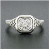 Image 2 : Antique Art Deco 18k Gold European Diamond Solitaire w/ Filigree Engagement Ring