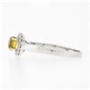 Image 6 : NEW 14K White Gold 0.96 ctw Ceylon Yellow Sapphire Solitaire w/ Diamond Halo Rin