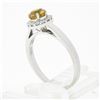 Image 9 : NEW 14K White Gold 0.96 ctw Ceylon Yellow Sapphire Solitaire w/ Diamond Halo Rin