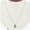 Image 1 : 18K Gold 2.15 ctw Elongated Pear Emerald w/ Diamond Halo Teardrop Pendant Neckla