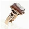 Image 7 : Antique 1878 Victorian 14k Rose Gold Carved Agate Hardstone Cameo Etched Ring