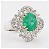 Image 2 : 3.19 ctw Emerald and 0.99 ctw Diamond 14K White Gold Ring