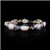 Image 1 : 17.75 ctw Opal and 0.81 ctw Diamond 14K Yellow Gold Bracelet