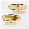 Image 2 : Vintage 14k Yellow Gold Long Marquise Shaped Jade Rope Pattern Swivel Cuff Links