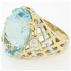 Image 3 : 14k Gold & Platinum 19.49 ctw Large GIA Aquamarine & Diamond Basket Weave Ring