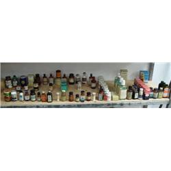 Lot of old medicinal bottles, tins, and boxes: including- Oil Penny Royal, Juniper acetate, Boric ac