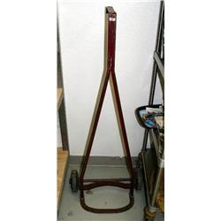 Old red hand cart 45" tall (88)