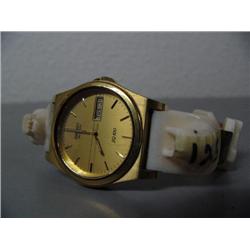 Men's Seiko Quartz Watch, Old Ivory White and Fossilized with Various Arctic Animals and Fish (2)