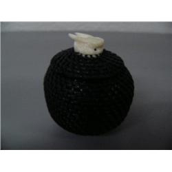 3" Baleen Basket with Walrus Head Finial by Carl Hank 385F