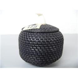 3 1/2" Baleen Basket with Ivory Whales Tail by Carl Hank #250