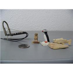 Small Ivory Puffin, Ivory Bear, Ivory Fish, Baleen Sled (2)