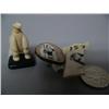 Image 1 : 2 Scrimshawed Ivory pins and an ivory bear mounted on jade (2)