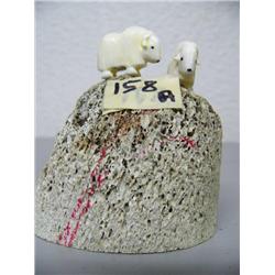 CHOICE on: 5 Ivory Muskox by Robert Kokuluk mounted on old Whalebone (2)
