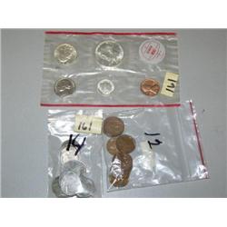 Lot of Coins:  1964 Denver Silver Mint set, 14 US Steel War pennies and 12 pre 1940 Wheat Pennies (2