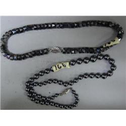 2 Hematite or Alaska Black Stone Necklaces (2)
