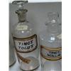 Image 2 : Lot of 6 old medicinal glass bottles with glass stoppers: 4 have glass labels (88)