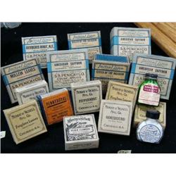 Lot of old medicinal and herbal boxes: including- Horehound, Peppermint, Potash tablets, American Sa
